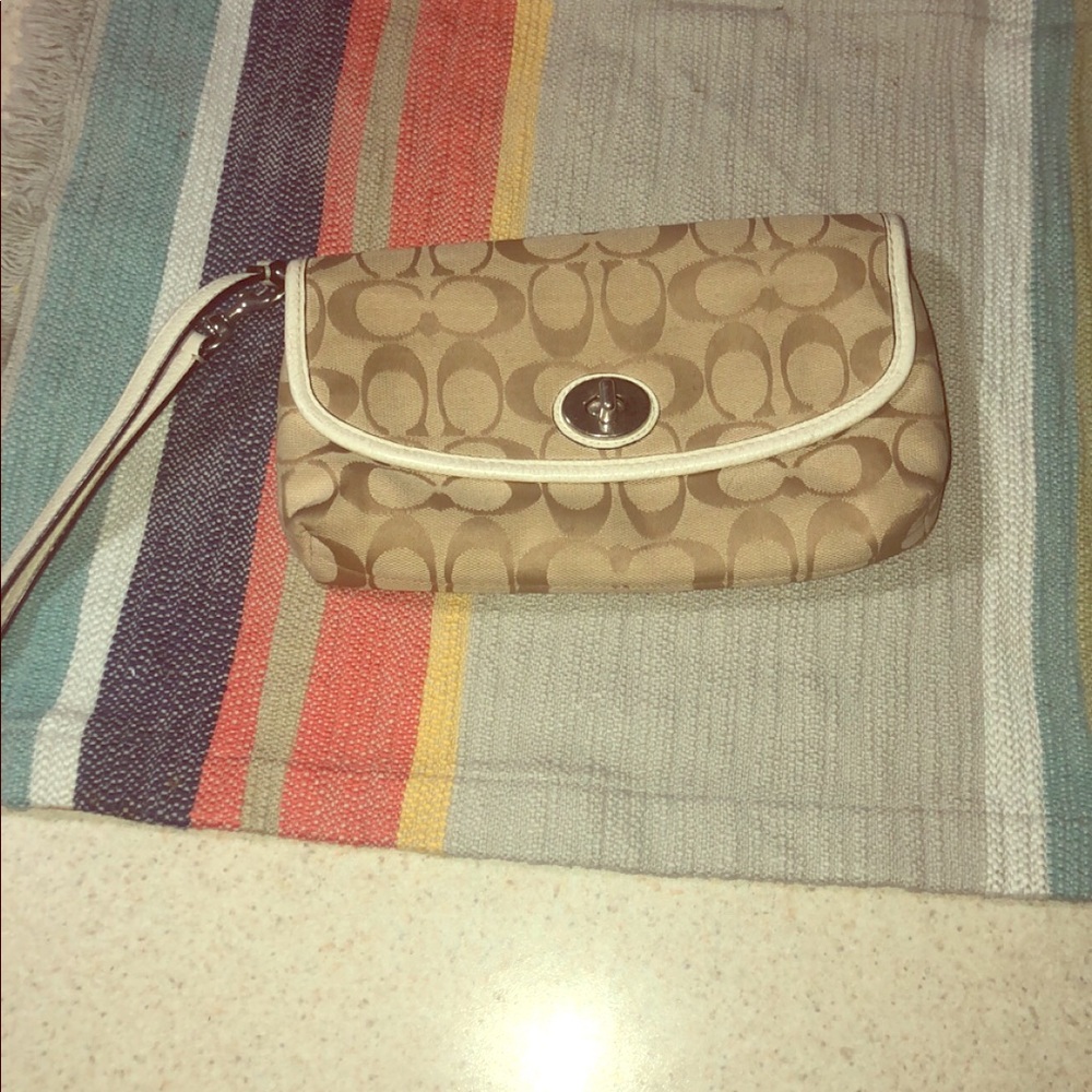 Coach Wristlet Cream color